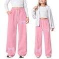 thumbnail image 2 of Gelikeya Baggy Bowknot Sweatpants for Girls Wide Leg Y2k Bow Sweatpants Y2k Joggers with Pockets Teen Girl's Fashion, Pink & 8-9 Years, 2 of 9