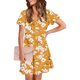 thumbnail image 3 of Vestido Corto de Verano Moda Gradiente Corto de Manga en V Cuello Vestido Casual, Poliéster Ligero de Verano, Lavado de Manos, 3 of 7