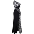 thumbnail image 1 of Angel-fashions Women's One Shoulder Zebra Gemstones Splicing Evening Dress Black, 1 of 4