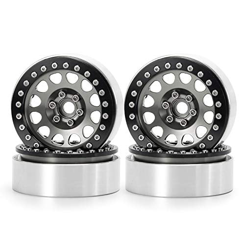 RCLIONS Aluminum Alloy 2.2" Beadlock Wheels Rims for 1/10 RC Rock Crawler Car Axial Wraith-4pcs/set (Titanium Color)