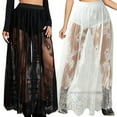 thumbnail image 3 of Women 2 in1 Flowys Meshes Lace Maxi Skirts A Line Long Skirt with Shorts Bottom Festival Raves Clothes Halloween Costume, 3 of 9