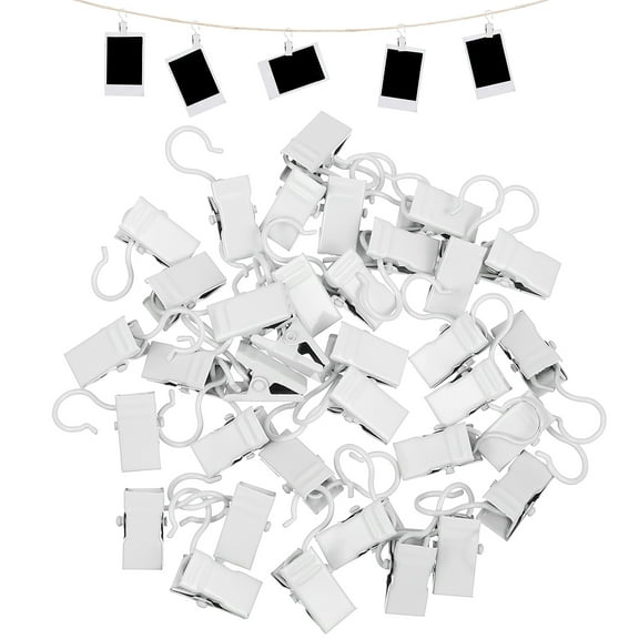 OUNONA 40pcs Small Curtain Clips Wire Light Hangers Photo Display Hooks Home Decoration