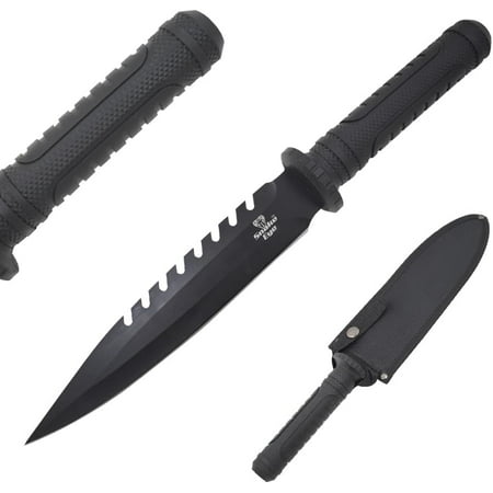 Snake Eye Tactical 15 Fixed Blade Hunting Knife - 9 Sawback Stainless Steel Blade w/ Nylon Sheath
