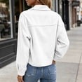 thumbnail image 5 of MLCDZ Womens Corduroy Jacket Cropped Fall Long Sleeve Button Down Turn collared Coat Casual Lightweight Solid Color Bomber Outerwear with Pockets, 5 of 9