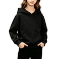 thumbnail image 3 of Lumtrix Girls Hoodies Trendy Long Sleeve Hooded Sweatshirt Cute Fall Winter Pullover with Pocket Black 130, 3 of 10