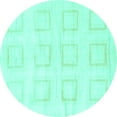 thumbnail image 1 of Ahgly Company Machine Washable Indoor Round Solid Turquoise Blue Modern Area Rugs, 6' Round, 1 of 4