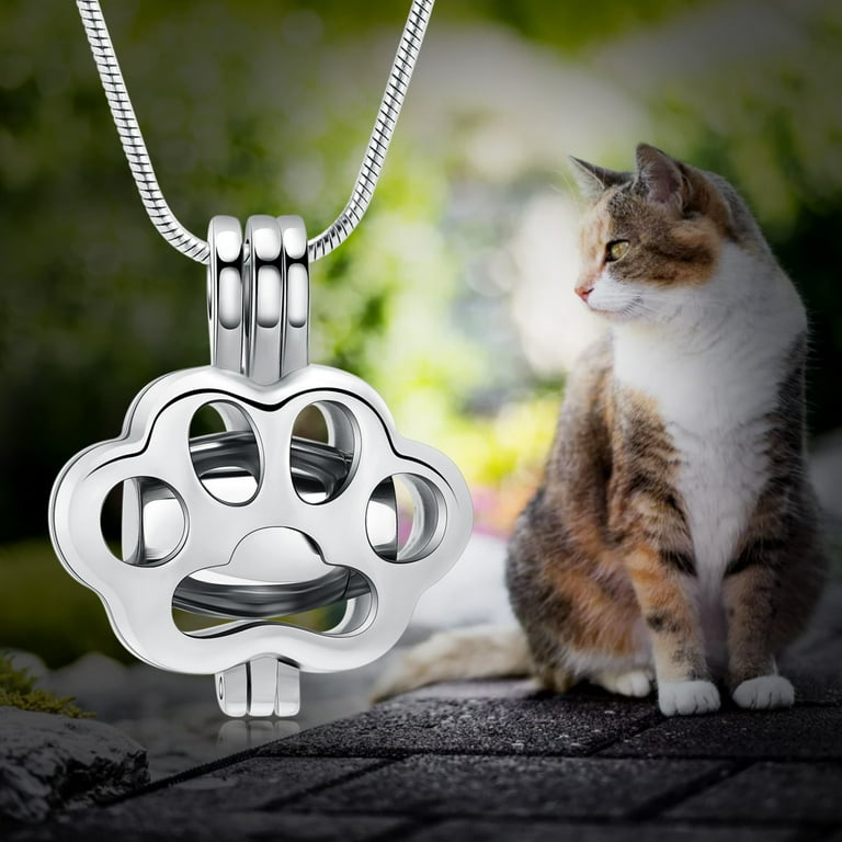 Paw Print Animal Ashes Jewelry Paw Print Cremation Necklace For