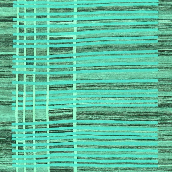Ahgly Company Indoor Square Abstract Turquoise Blue Modern Area Rugs, 3' Square