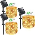 thumbnail image 1 of [Lote de 3] Guirlande Lumineuse Exterieure Solaire,12M 120LED Guirlande Solaire Exterieur 8 modos Étanche Fil Cuivre Guirlande Guinguette Solaire para decoración, 1 of 5
