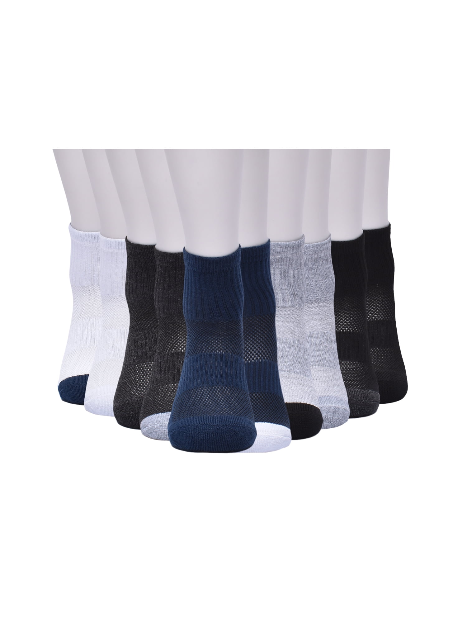 Athletic Works Boys Mid Crew Socks, 10 Pack, Sizes S-L
