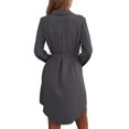 thumbnail image 3 of Fangasis Women Shirt Dress Long Sleeve T-shirt With Belt Mini Dresses Ladies Casual Tunic Blouse Loose Work Tops Dark Gray XL, 3 of 4