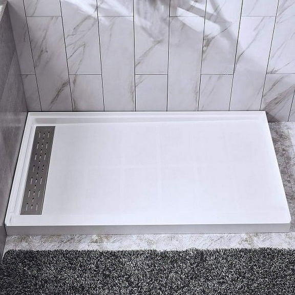 WOODBRIDGE Shower Base 4832-1000L 48" L x 32" W x 4" H, Left Drain, White