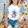 thumbnail image 2 of Chemises Filles à Manches Raglan Imprimé Tourisme Urbain Manches Courtes Color Block Hauts Filles Bleu Clair 9 Ans-10 Ans, 2 of 4
