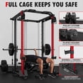 thumbnail image 3 of MITONOS Smith Machine, 2000LBS Power Cage with Cable Crossover System, All-in-One Squat Rack with Smith Bar, Workout Cage Strength Training Equipment with Attachments, RD, 3 of 8
