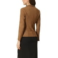 thumbnail image 3 of INSPIRE CHIC Women's Faux Suede Blazer Long Sleeve Lapel Collar Button Jacket L Light Brown, 3 of 6