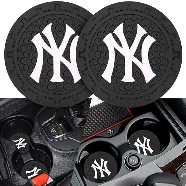 Posavasos para portavasos de coche, 2 unidades, posavasos para aficionados al béisbol de los Yankees de Nueva York, alfombrilla antideslizante para bebidas, accesorios interiores, Yankees de Nueva Yor