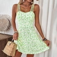 thumbnail image 2 of MORTTIC Women's Boho Floral Mini Dress Spaghetti Strap A-Line Sundress for Vacation Casual Summer Wear Green，S, 2 of 6