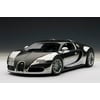 Bugatti EB Veyron 16.4 Pur Sang Black and Aluminum Casting 1/18 Diecast Model Car by Autoart