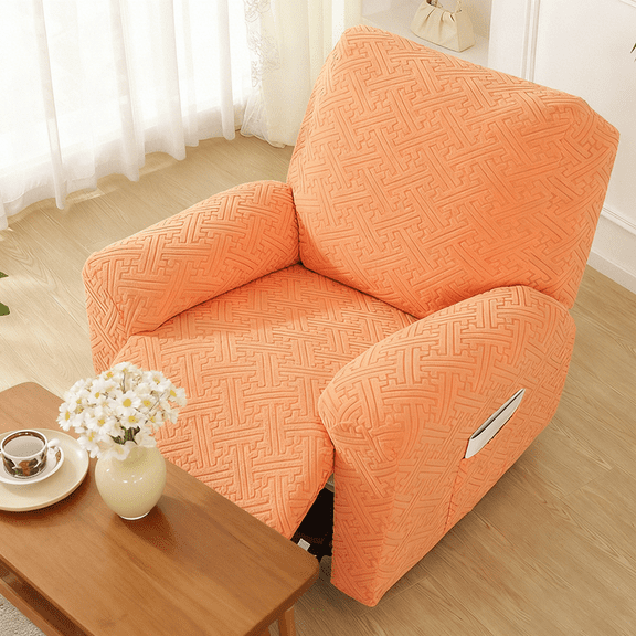 Stretch Recliner Slipcovers Jacquard Recliner Chair Covers for Reclining Chair with Pockets Washable Furniture Protector with Elastic Bottom