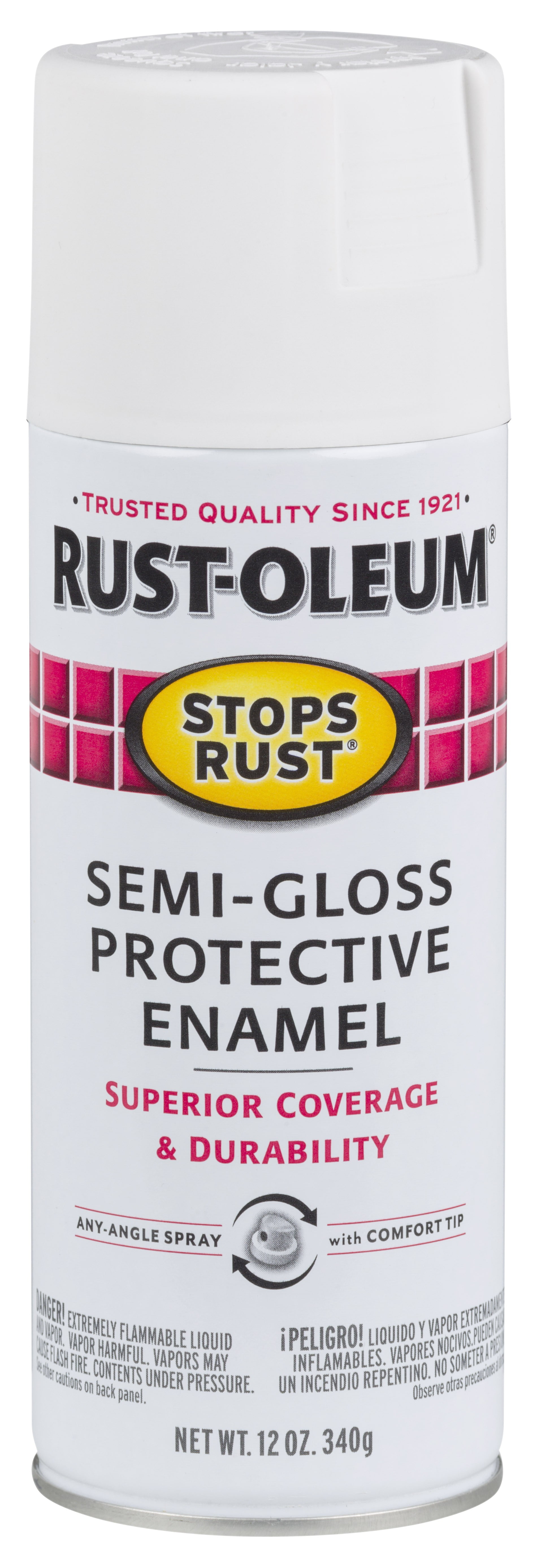 White, RustOleum Stops Rust SemiGloss Spray Paint, 12 oz