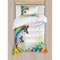 thumbnail image 3 of Colorful Duvet Cover Set Queen Size, Trippy Flying Butterflies with Colored Comet Bubbles Creative Fantastic Design, Decorative 3 Piece Bedding Set with 2 Pillow Shams, Multicolor, by Ambesonne, 3 of 3