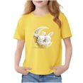 thumbnail image 2 of Yellow Kids T-Shirt for Girls | Cute Bunny and Moon Graphic Tee | Cotton Short Sleeve Top 2-13 Years | Soft Kids & Little Girl Shirt,Size 4-5 T, 2 of 6