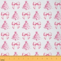 Castle Fairy Pink Bow Fabric by the Yard 1 Yard for Teenagers,Christmas Tree Home Decor Fabric by the Yard,Festival Xmas Room Decor Fabric by the Yard,Lightweight Room Decor
