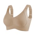 thumbnail image 4 of CQONEPT Clearance Womens Sports Bras 3 Pack Full Coverage Workout Bra Seamless Running Yoga Underwear,Khaki, 4 of 9
