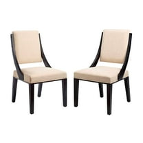 Side Dining Chair, Set of 2, Beige, Fabric, Kitchen Cafe Bistro Hospitality Restaurant, Modern Contemporary HB33417