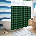 thumbnail image 6 of No Hook Shower Curtain, Green Black Plaid Shower Curtains for Bathroom with See Through Top Window, Farmhouse Buffalo Checkered Vintage Grid Waterproof & Washable Bath Curtain Extra Long 72"x84", 6 of 9