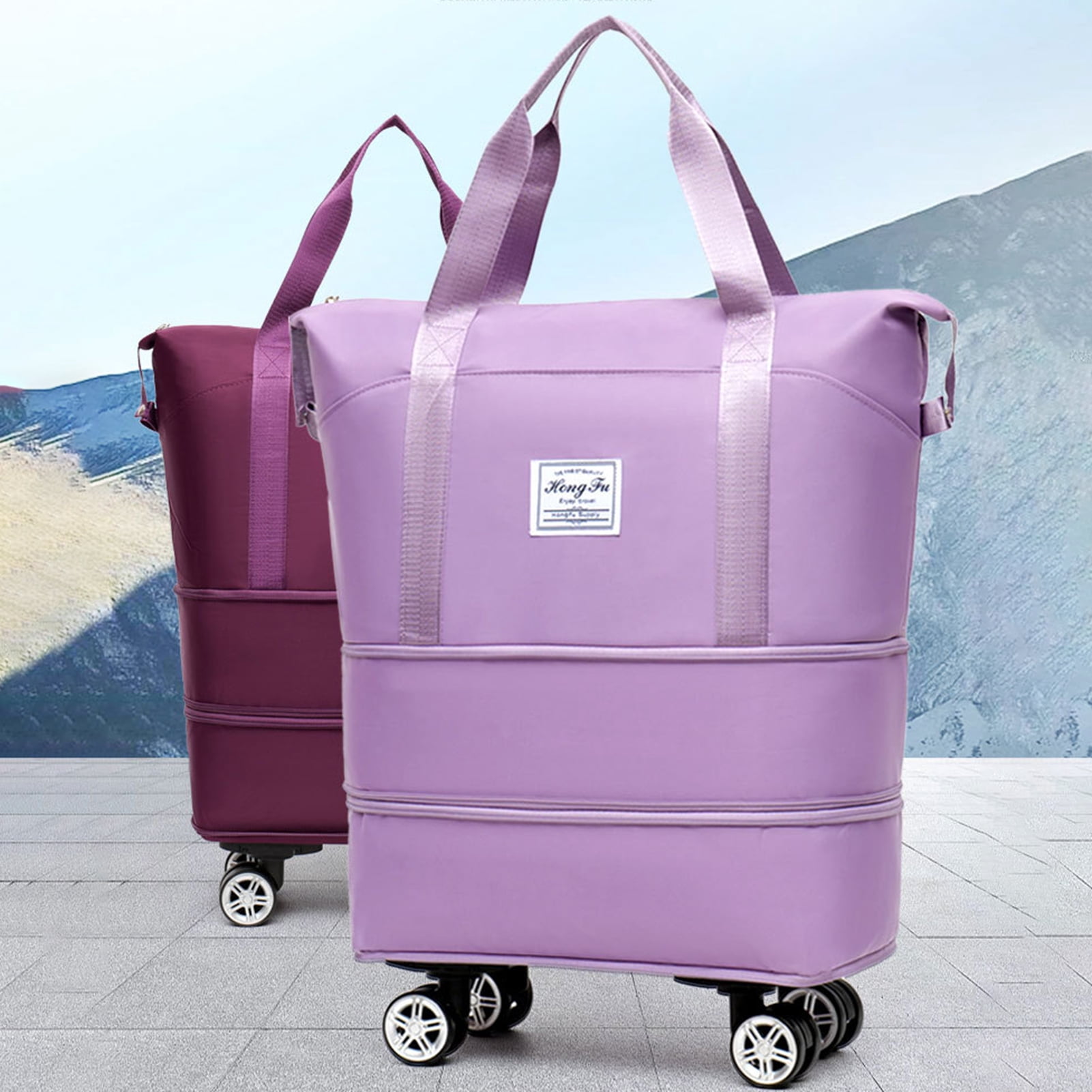 Kripyery Travel Expandable Luggage Bag with Multiple Compartments Large Capacity Zipper Closure Waterproof Duffel Bag Suitcase with Wheels