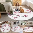 thumbnail image 5 of Cherry Blossoms Round Area Rug 7 FT, Non Slip Living Room Area Carpet, Pink Pastoral Modern Gradient Spring Washable Soft Circular Rug Non-Shedding Floor Carpet for Bedside Office Play Room Classroom, 5 of 9