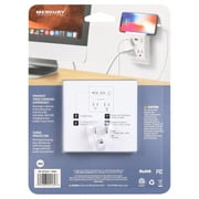 Merkury Innovations 2.4 Amp Wall Charger, 2 Outlets with 2 USB Charging Ports and Phone Stand, White