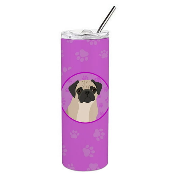 Carolines Treasures WDK1400TBL20 Pug Fawn Design3 Stainless Steel 20 oz Skinny Tumbler Pink 20 oz multicolor