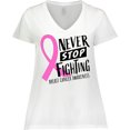 thumbnail image 3 of Inktastic Never Stop Fighting Breast Cancer Awareness Women's Plus Size V-Neck T-Shirt, 3 of 5