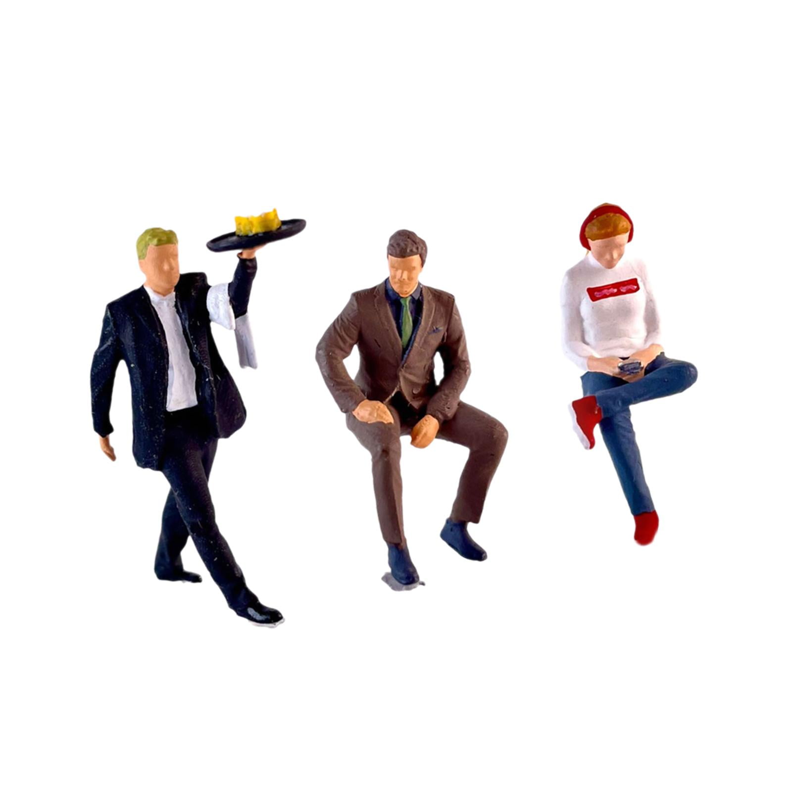 LeeQinersw 3 Pieces 1:64 Hand Painted People Figures, Miniature Diorama Restaurant Figures,