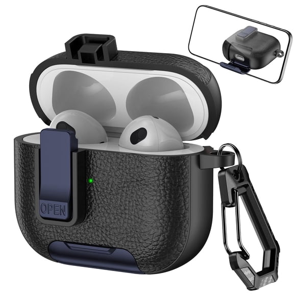 For AirPods 3 Leather Texture Wireless Earphones Case with Hook & Holder For AirPods 3