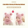 thumbnail image 4 of Toddler Winter Knitted Hat Earflap Hood Scarves Caps Lined Hat Scarf Sets for Kids Baby, 4 of 5