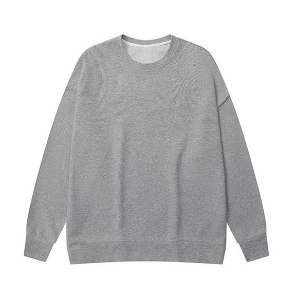 Mens Crewneck Pullover Sweater Waffle Textured Long Sleeve Knitted Sweaters Plus Size Fall Winter Knitted Warmth Top