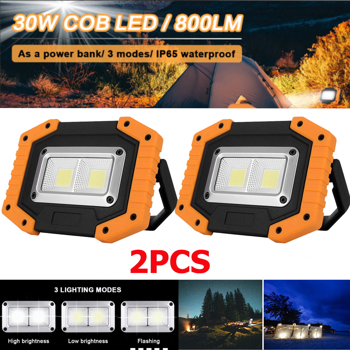 AUG Portable 800LM COB  Rechargeable Emergency Flood Light Lamp Outdoor Working 