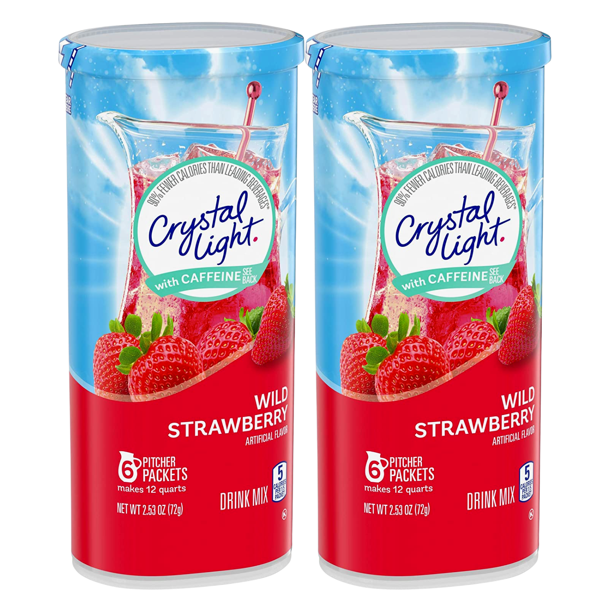 Crystal Light Sugar Free Energy Wild Strawberry Low Calories Powdered