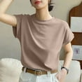 thumbnail image 4 of JGGSPWM Women's Oversized Crew Neck Short Sleeve Casual Loose Summer Cropped Workout T-Shirt Tops Cotton Khaki 2XL, 4 of 4