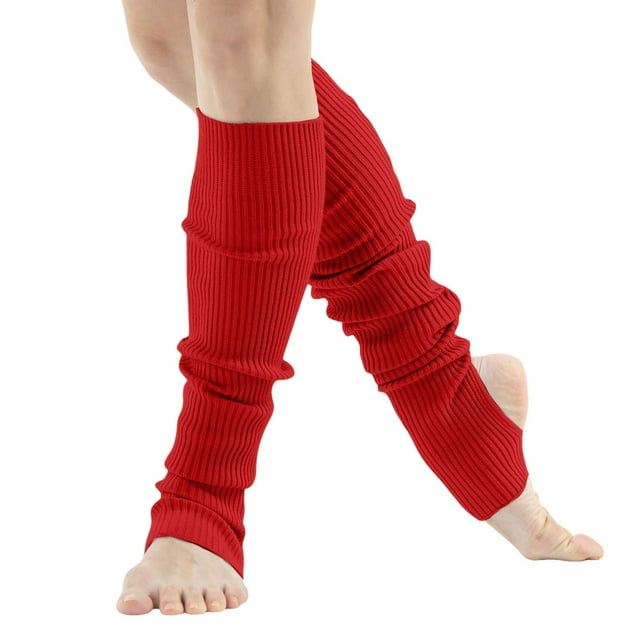 FhsagQ Chaussettes Femmes Chaussettes Grande Taille Jambières pour Femmes Danse & Yoga Chaussettes de Danse à Bout Ouvert & Talon Chaussettes de Fête Côtelées des Années 80 Chaussettes de Sport Chaudes Rouges Taille Unique