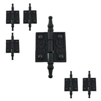 Renovators Supply Cabinet Door Hinge 2" Black Wrought Iron Butt Hinge Victorian Steeple Tip Flush Mount Hinges w/Hardware, Pack of 6