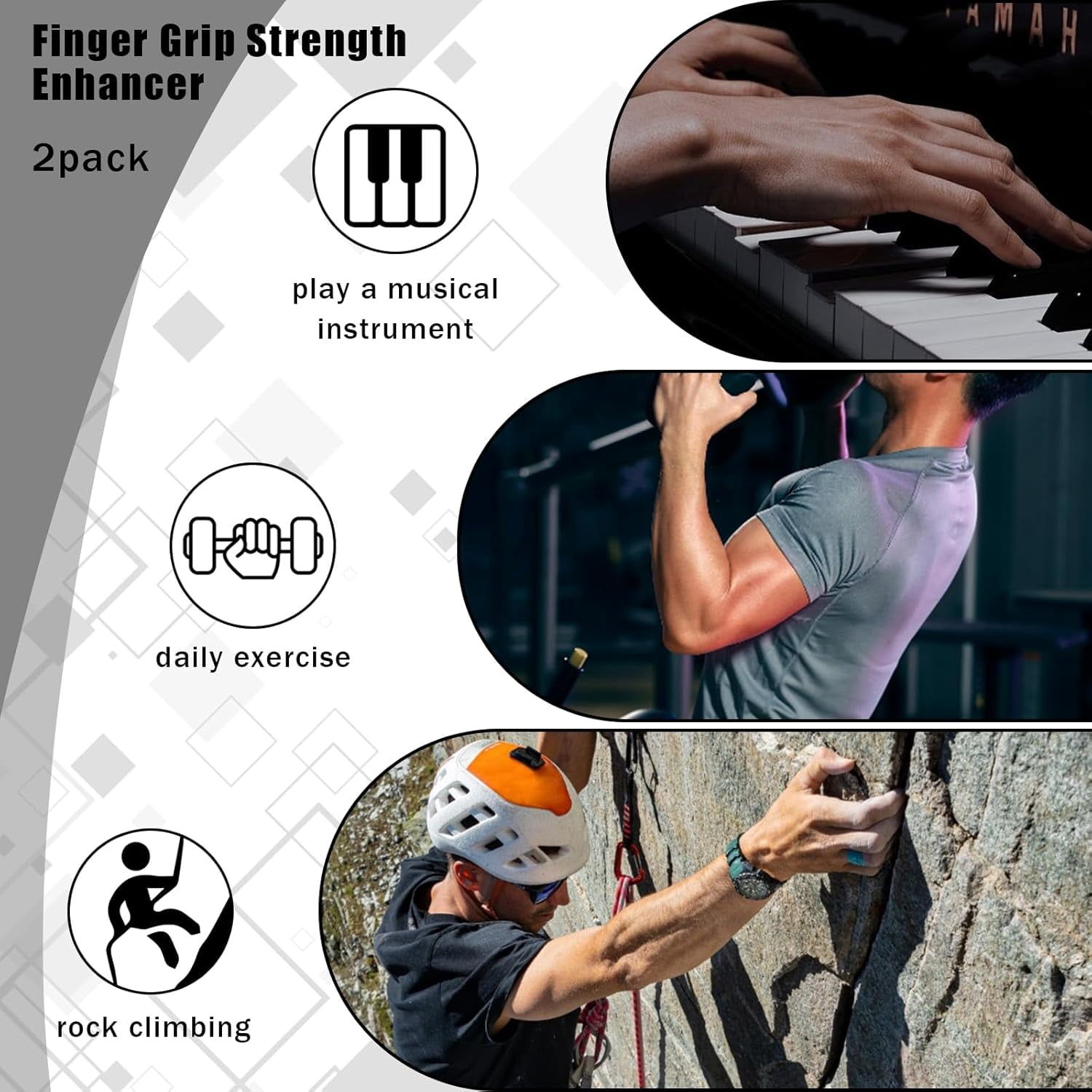 CATPAN 2 Pack Finger Grip Strengthener, Finger Strengthener, Finger Strength Trainer, Adjustable Hand Grip Strengthener, Grip Strength Trainer Ball