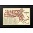 thumbnail image 2 of Walling 24x17 Black Modern Framed Museum Art Print Titled - Massachusetts - Walling and Gray 1871, 2 of 5