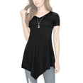 thumbnail image 5 of Made by Johnny Women's V-Neck Asymmetrical Tunic Top L BLACK, 5 of 7