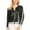 Black, variant on Womens Long Sleeve Front Zip Track Stripe Sequin Bomber Jacket, White, Small