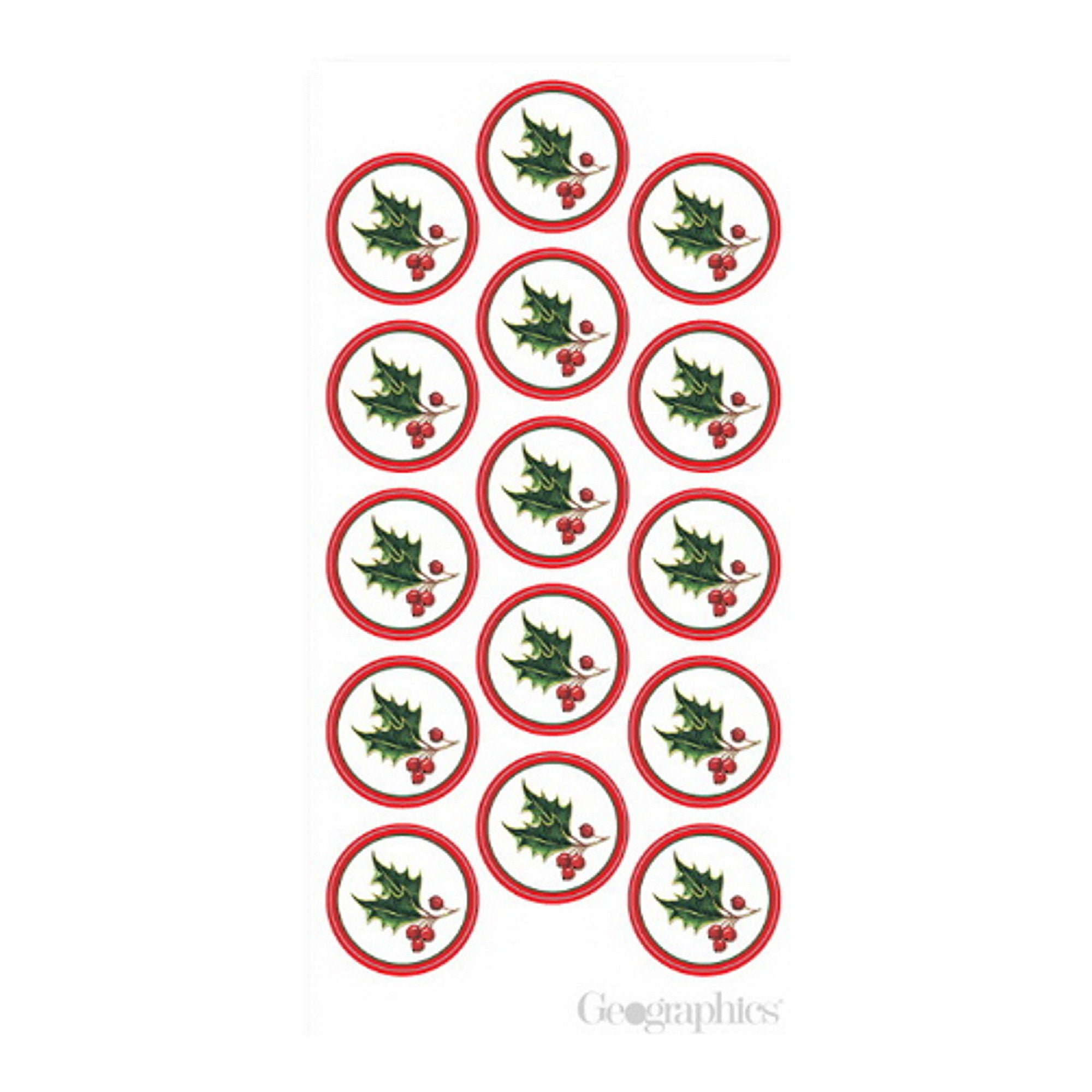 Holly and Ivy Christmas Envelope Seals 1 1/4 Inch Size 40 Pack