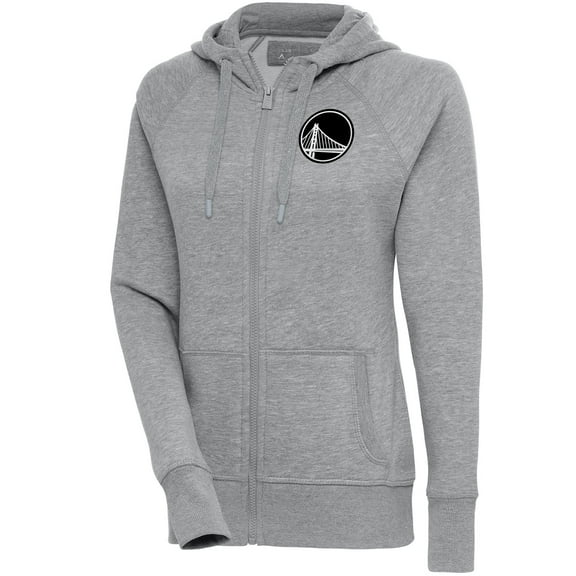 Women's Antigua  Heather Gray Golden State Warriors Brushed Metallic Victory Full-Zip Hoodie